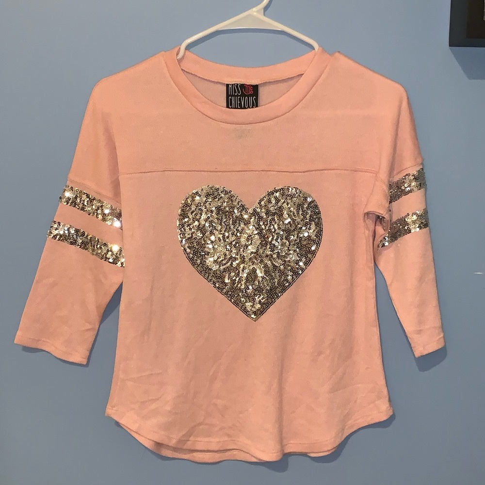 Baby Pink Silver Sequin Girls Top